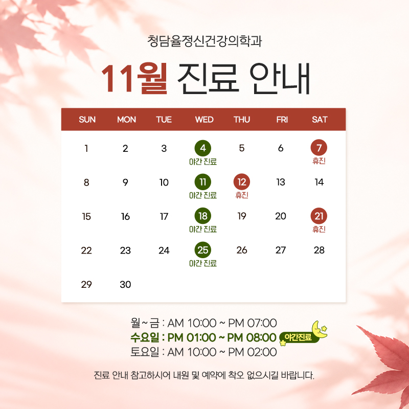 11월 진료안내